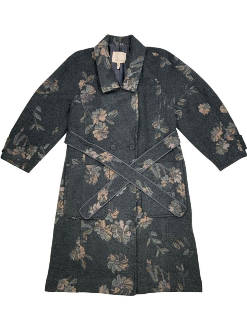 Rebecca Taylor Jacquard Coat 0 Grey Floral Wool Blend - Picture 16 of 16